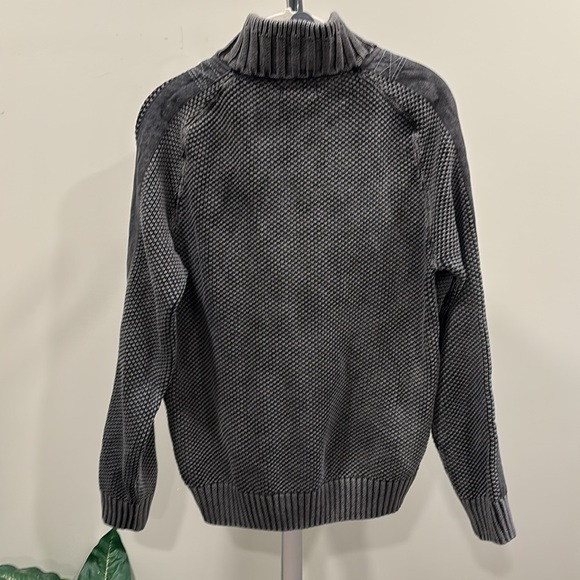 Carbon 2 Cobalt Chunky Pigment Dye Charcoal Grey Hi Def Zip Neck Sweater - Picture 2 of 8